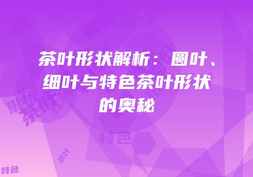 茶叶形状解析：圆叶、细叶与特色茶叶形状的奥秘