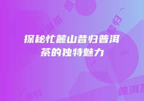 探秘忙麓山昔归普洱茶的独特魅力