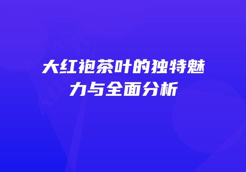 大红袍茶叶的独特魅力与全面分析