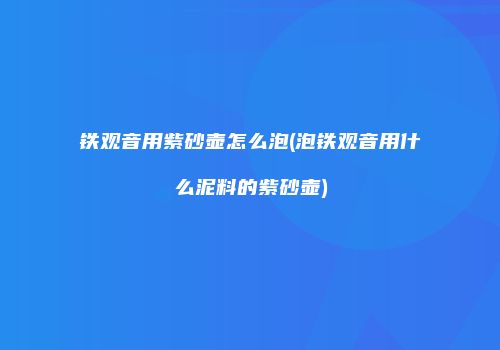 铁观音用紫砂壶怎么泡(泡铁观音用什么泥料的紫砂壶)