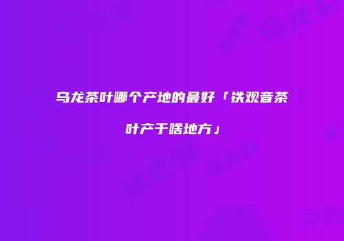 乌龙茶叶哪个产地的最好「铁观音茶叶产于啥地方」