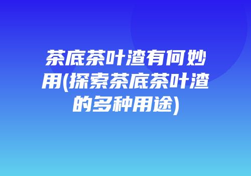 茶底茶叶渣有何妙用(探索茶底茶叶渣的多种用途)