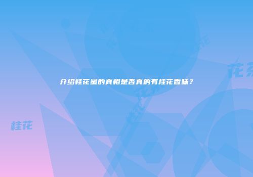 介绍桂花蜜的真相是否真的有桂花香味？
