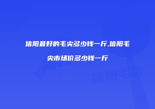 信阳最好的毛尖多少钱一斤,信阳毛尖市场价多少钱一斤
