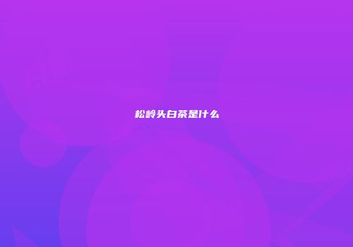 松岭头白茶是什么