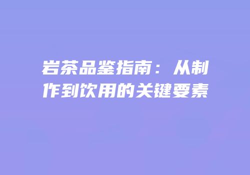 岩茶品鉴指南：从制作到饮用的关键要素