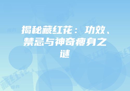 揭秘藏红花：功效、禁忌与神奇瘦身之谜
