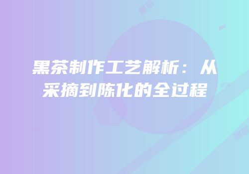 黑茶制作工艺解析：从采摘到陈化的全过程