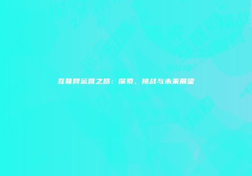 互联网运营之路：探索、挑战与未来展望