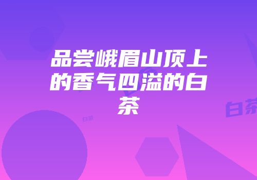 品尝峨眉山顶上的香气四溢的白茶