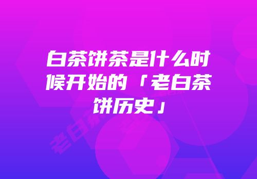 白茶饼茶是什么时候开始的「老白茶饼历史」