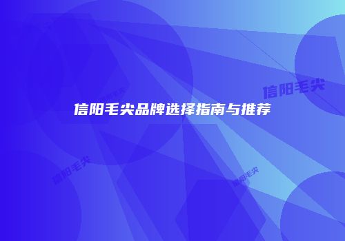信阳毛尖品牌选择指南与推荐