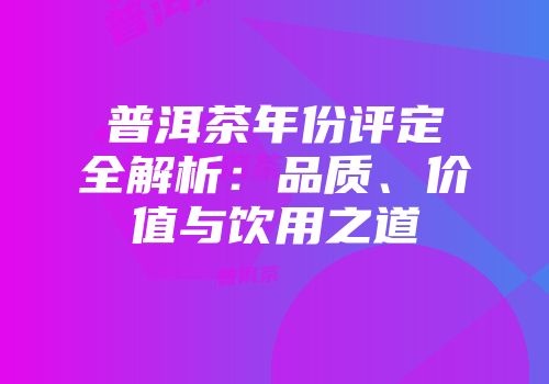 普洱茶年份评定全解析：品质、价值与饮用之道