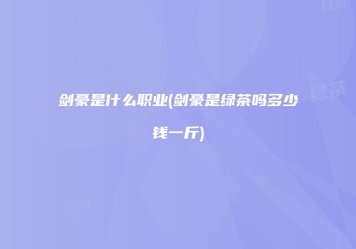 剑豪是什么职业(剑豪是绿茶吗多少钱一斤)