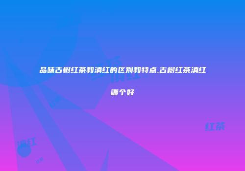 品味古树红茶和滇红的区别和特点,古树红茶滇红哪个好