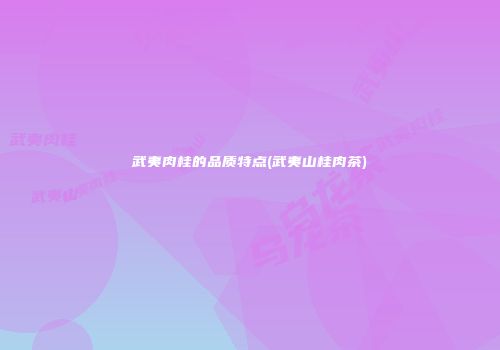 武夷肉桂的品质特点(武夷山桂肉茶)