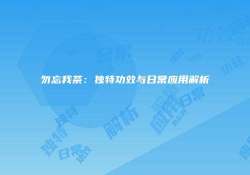 勿忘我茶：独特功效与日常应用解析