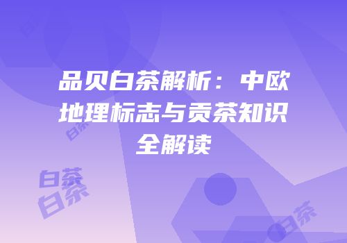 品贝白茶解析：中欧地理标志与贡茶知识全解读