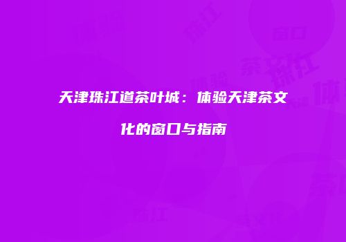 天津珠江道茶叶城：体验天津茶文化的窗口与指南