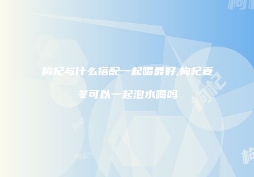 枸杞与什么搭配一起喝最好,枸杞麦冬可以一起泡水喝吗