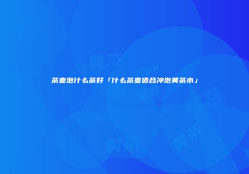 茶壶泡什么茶好「什么茶壶适合冲泡黄茶水」