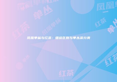凤凰单枞与红茶：细说区别与单丛茶分类