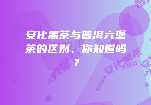 安化黑茶与普洱六堡茶的区别，你知道吗？