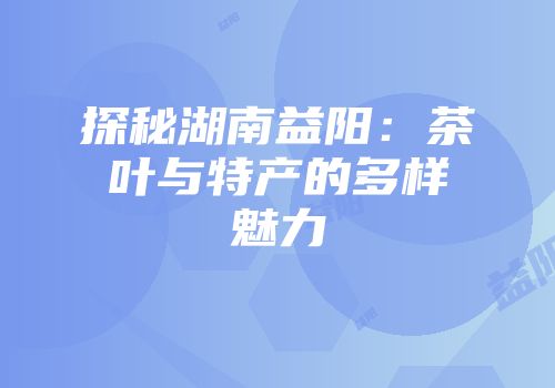 探秘湖南益阳：茶叶与特产的多样魅力