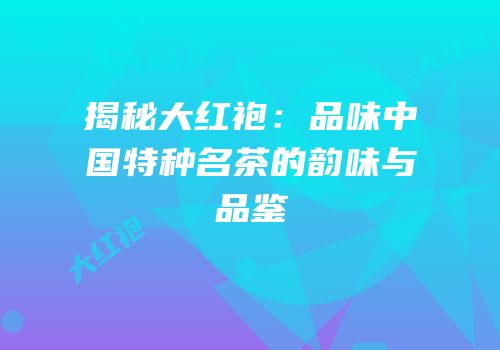 揭秘大红袍：品味中国特种名茶的韵味与品鉴