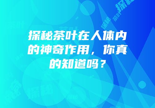 探秘茶叶在人体内的神奇作用，你真的知道吗？