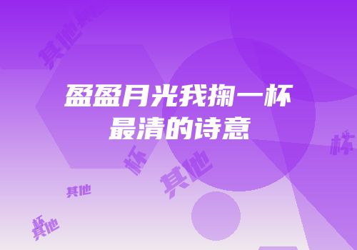 盈盈月光我掬一杯最清的诗意