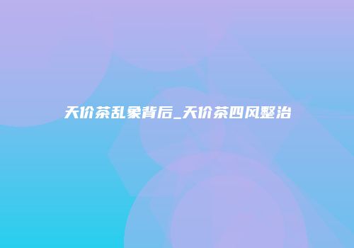 天价茶乱象背后_天价茶四风整治