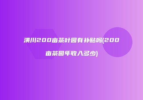 潢川200亩茶叶园有补贴吗(200亩茶园年收入多少)