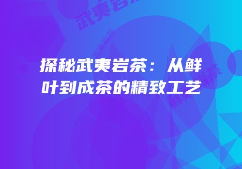 探秘武夷岩茶：从鲜叶到成茶的精致工艺