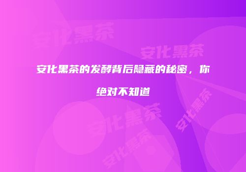 安化黑茶的发酵背后隐藏的秘密，你绝对不知道