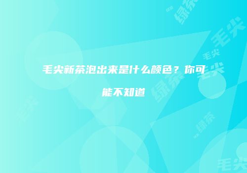 毛尖新茶泡出来是什么颜色？你可能不知道
