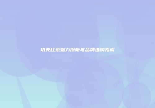功夫红茶魅力探析与品牌选购指南