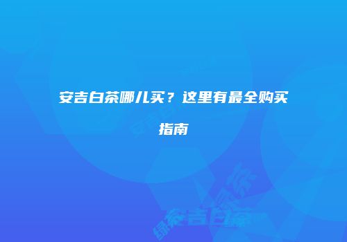 安吉白茶哪儿买？这里有最全购买指南