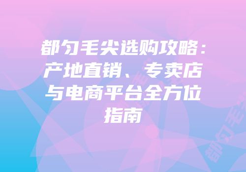 都匀毛尖选购攻略：产地直销、专卖店与电商平台全方位指南