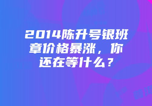 2014陈升号银班章价格暴涨，你还在等什么？