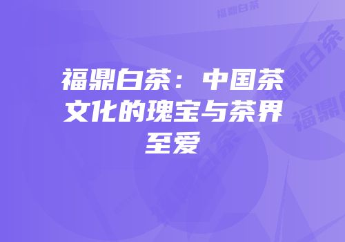 福鼎白茶：中国茶文化的瑰宝与茶界至爱