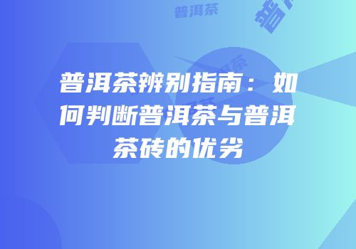 普洱茶辨别指南：如何判断普洱茶与普洱茶砖的优劣