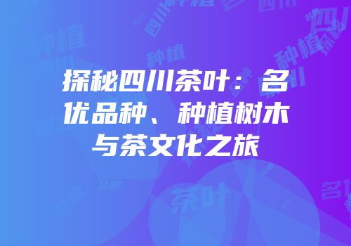 探秘四川茶叶：名优品种、种植树木与茶文化之旅