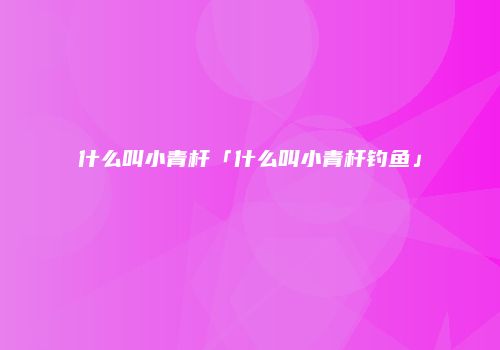 什么叫小青杆「什么叫小青杆钓鱼」