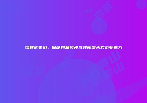福建武夷山：探秘自然风光与建瓯擎天岩茶业魅力