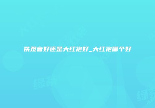 铁观音好还是大红袍好_大红袍哪个好