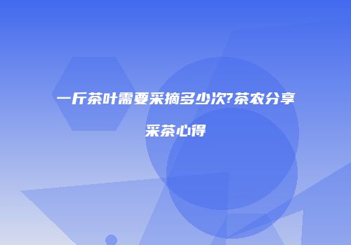 一斤茶叶需要采摘多少次?茶农分享采茶心得