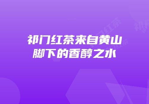 祁门红茶来自黄山脚下的香醇之水