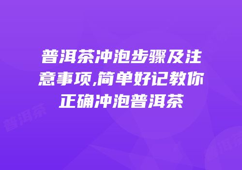 普洱茶冲泡步骤及注意事项,简单好记教你正确冲泡普洱茶
