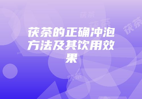 茯茶的正确冲泡方法及其饮用效果